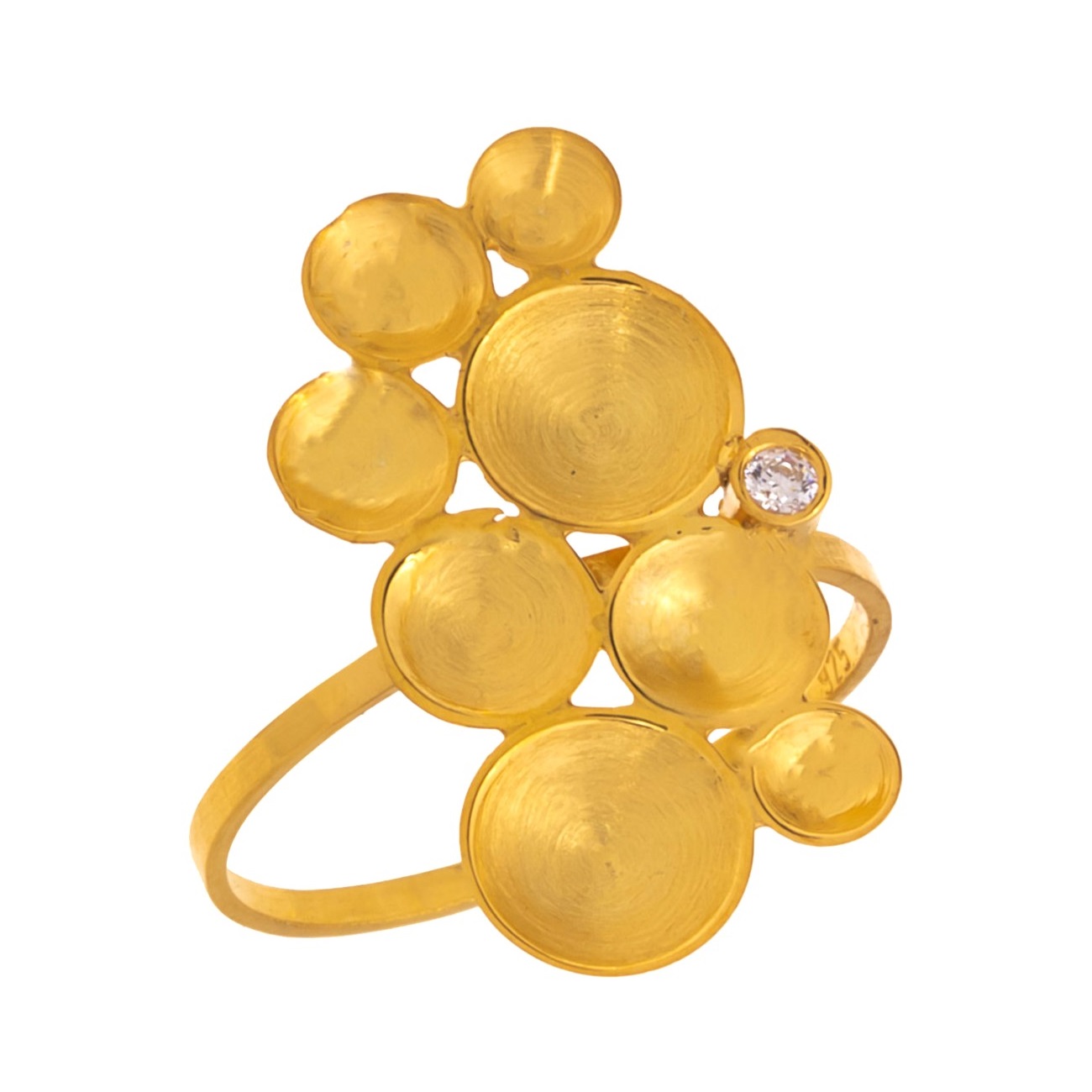 RING Hand Made SENZIO Collection K14 Yellow Gold with Zircon Stones 4614264.K14 - 