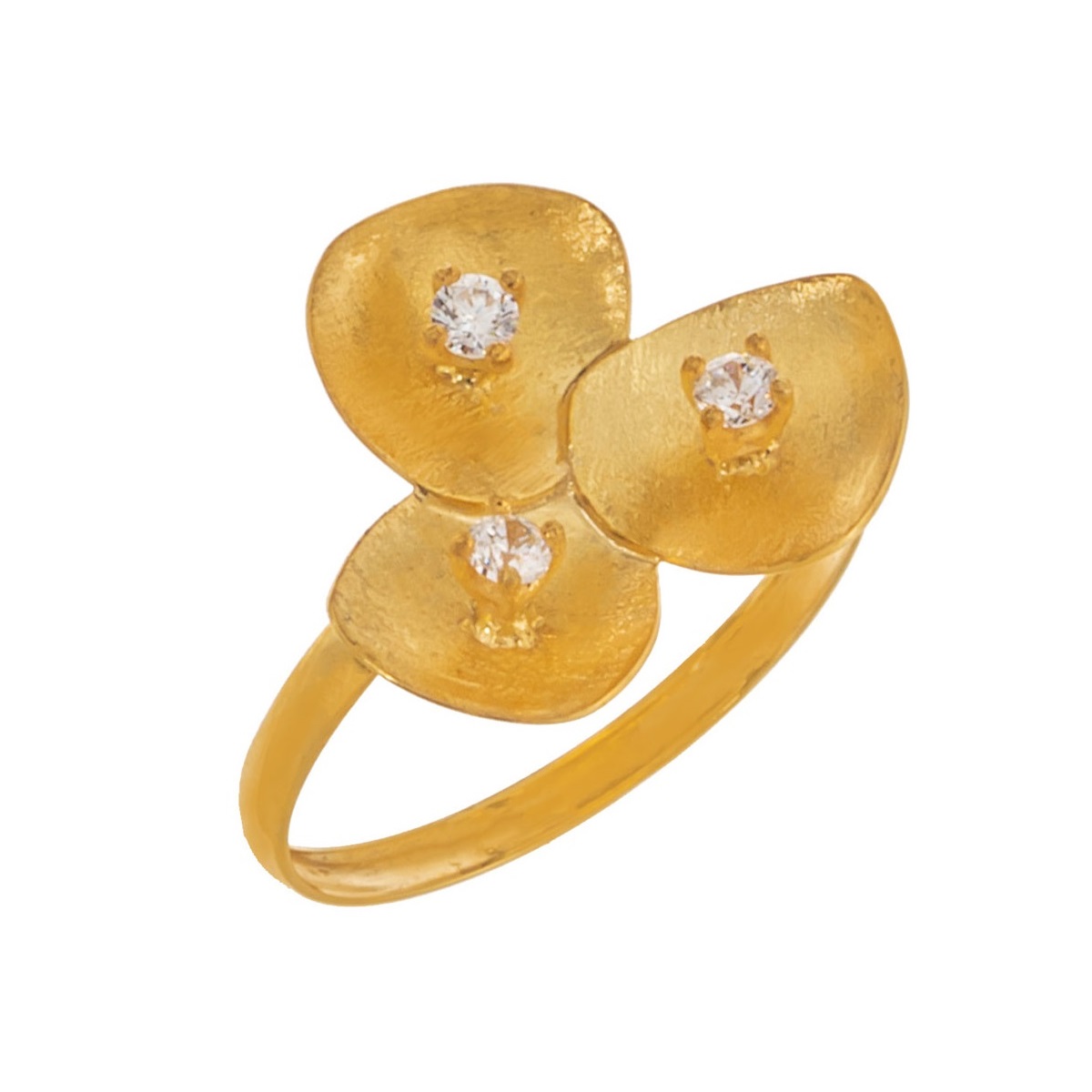 RING Hand Made SENZIO Collection K14 Yellow Gold with Zircon Stones 4614269.K14 - 