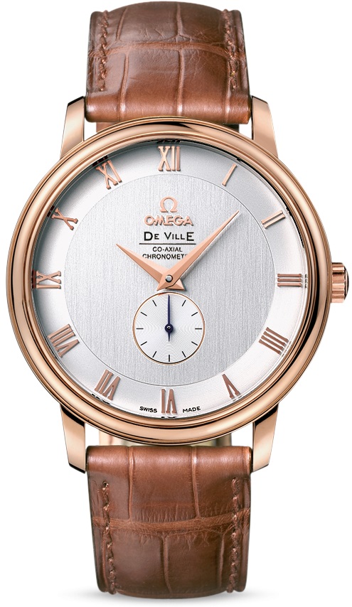OMEGA De Ville Prestige Co-Axial Small Seconds 39mm Rose Gold K18 Brown Leather Strap 46143002 - 