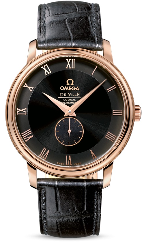 OMEGA De Ville Prestige Co-Axial Small Seconds 39mm Rose Gold K18 Black Leather Strap 46145001 - 