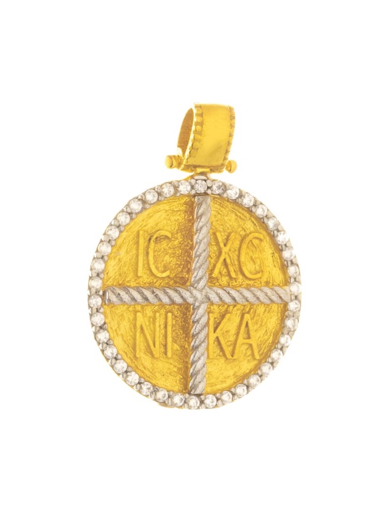 ΚΩΝΣΤΑΝΤΙΝΑΤΟ Χειροποίητο SENZIO Collection από Κ9 Κίτρινο και Λευκό Χρυσό με πέτρες Ζιργκόν 46210K