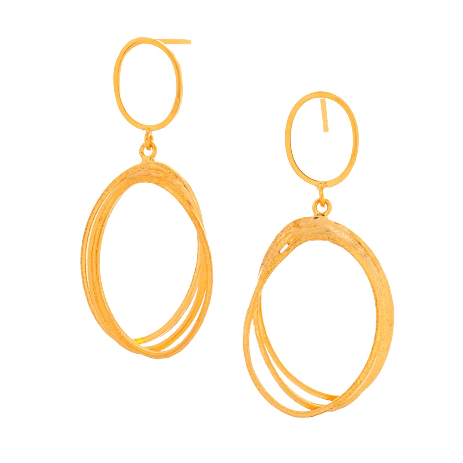 EARRINGS Drop Hand Made SENZIO Collection K14 Yellow Gold 462110.K14