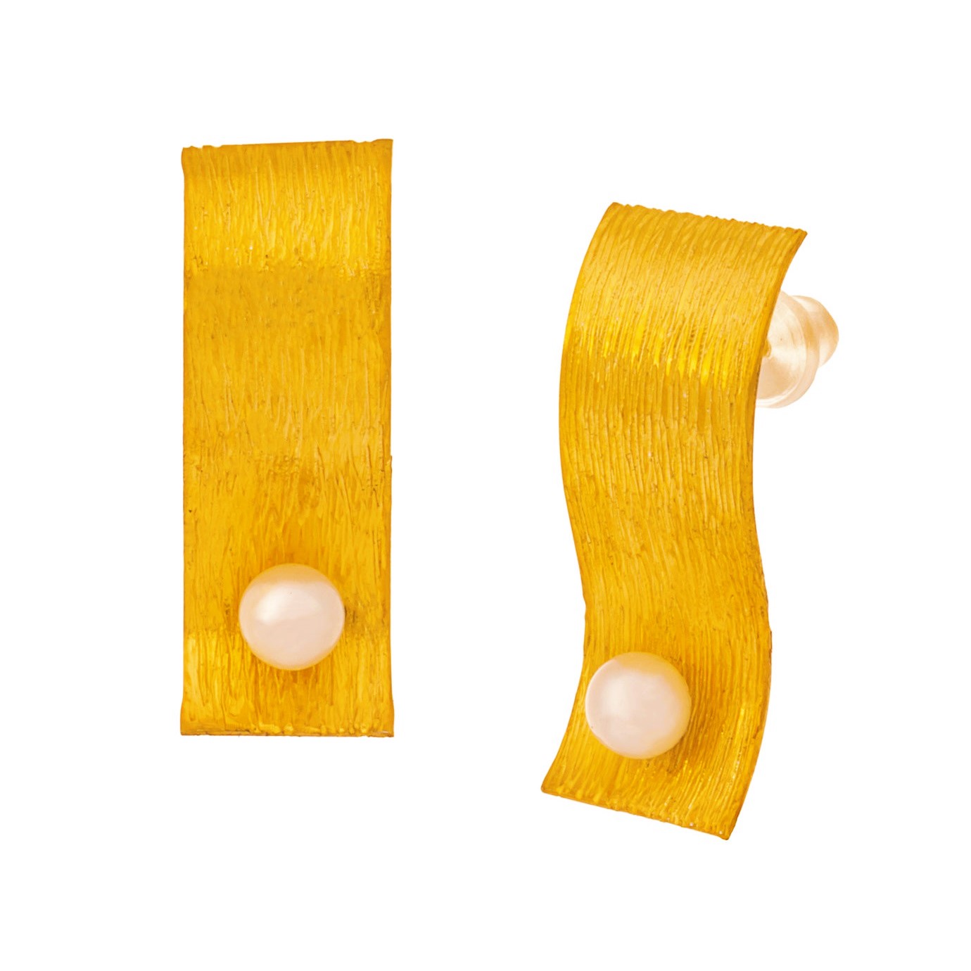 EARRINGS Drop Hand Made SENZIO Collection K14 Yellow Gold with Pearls 462119.K14