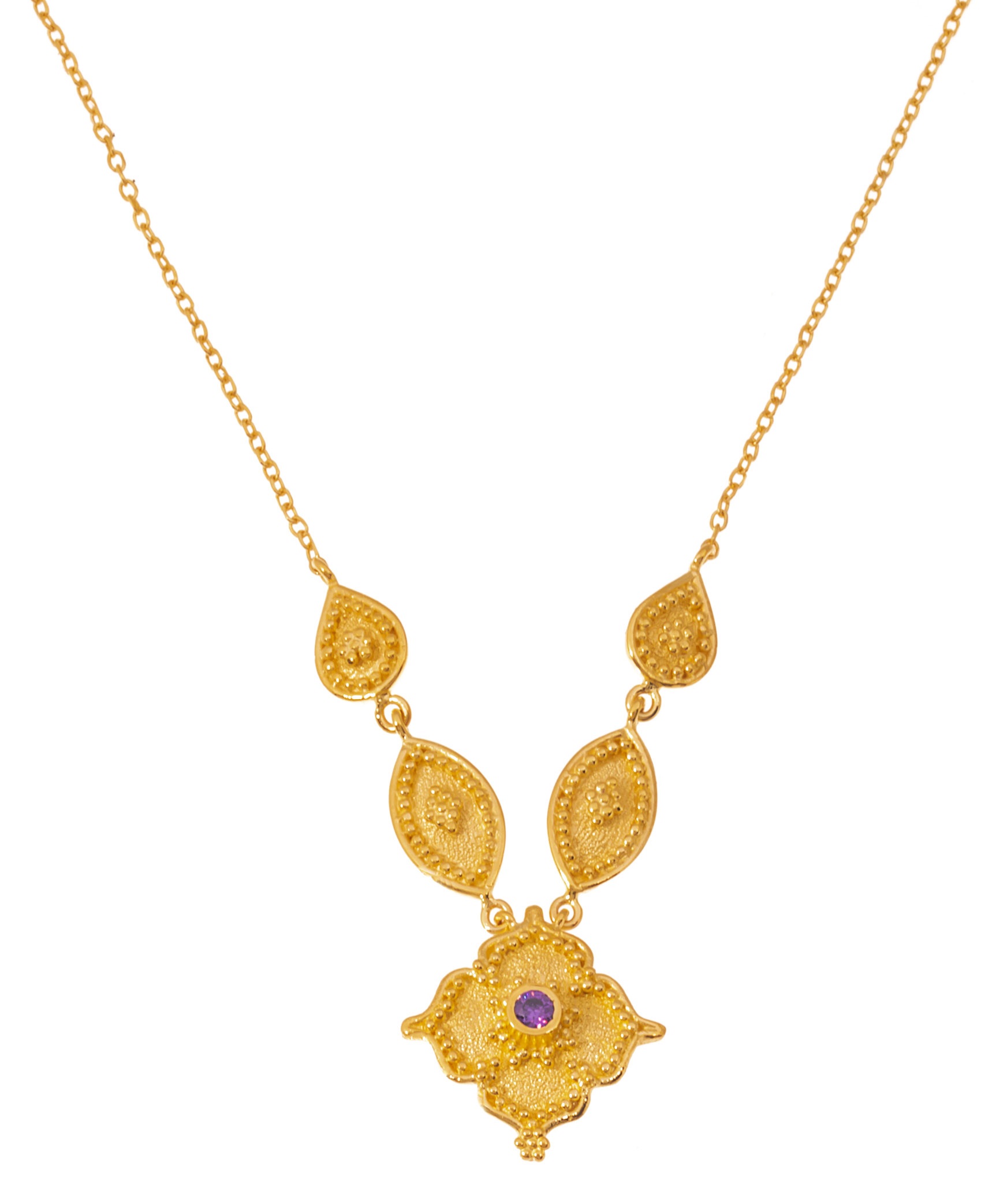 ΚΟΛΙΕ Γυναικείο Χειροποίητο Βυζαντινό SENZIO Collection από Κ14 Κίτρινο Χρυσό με Ζιργκόν 46214KI - 