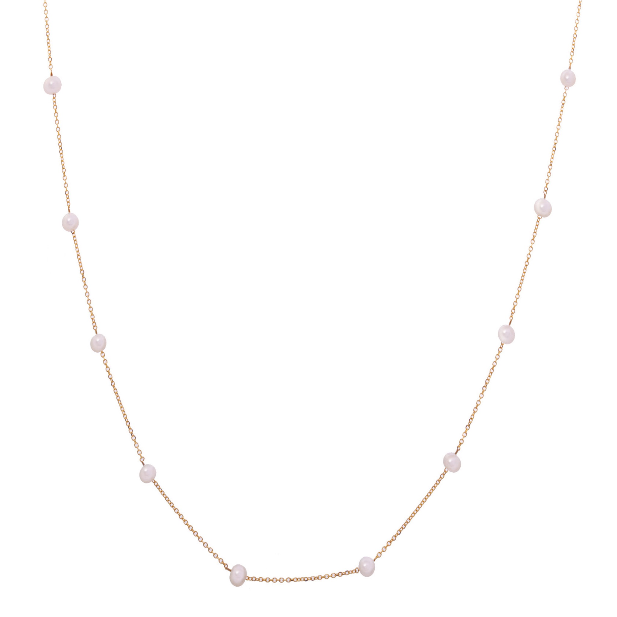 NECKLACE SENZIO Collection Yellow Gold K14 with Pearls 46841.K14 - 2