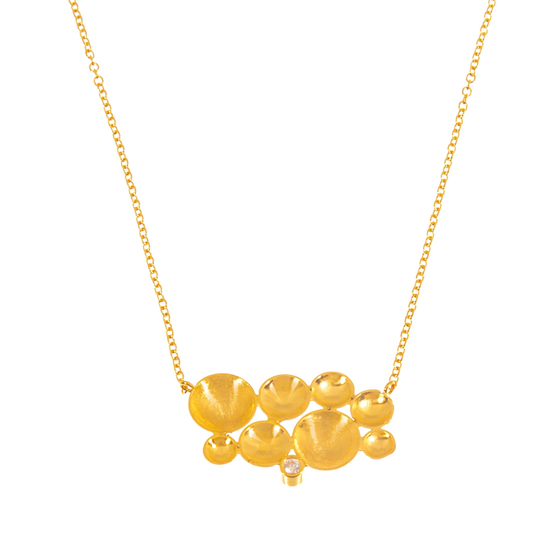 NECKLACE Hand Made SENZIO Collection Yellow Gold K14 with Zircon Stones 46225.K14