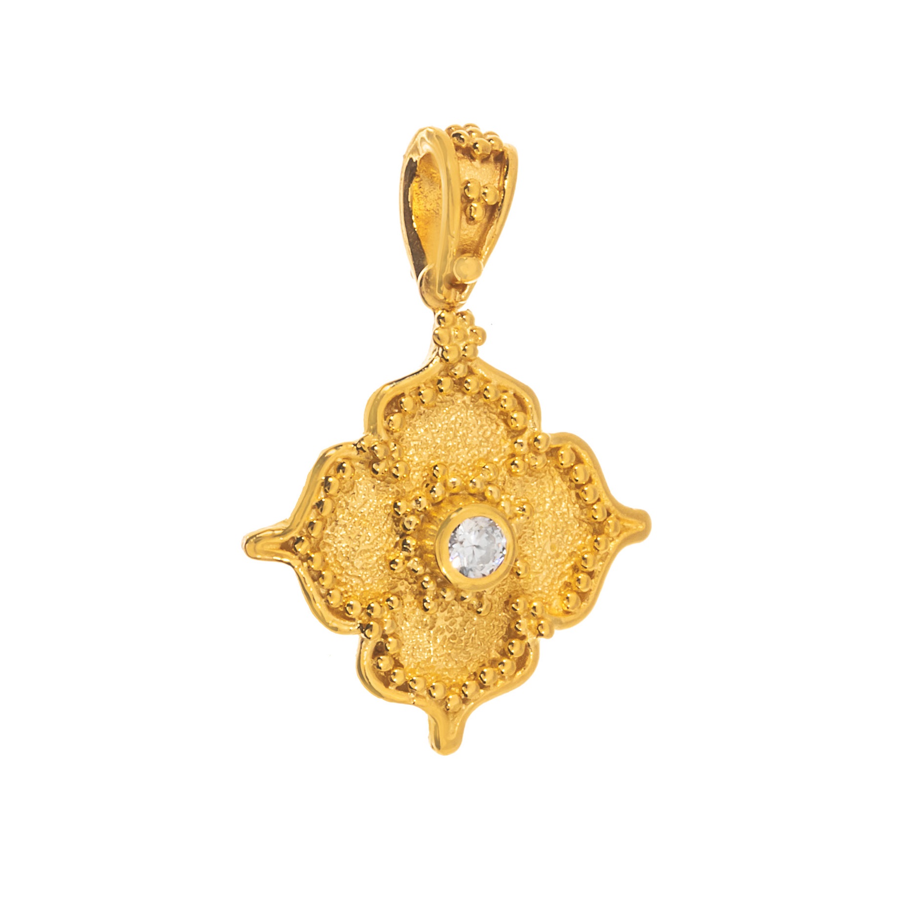 PENDANT Byzantine SENZIO Collection K14 Yellow Gold with Zircon Stones 46279.K14 - 