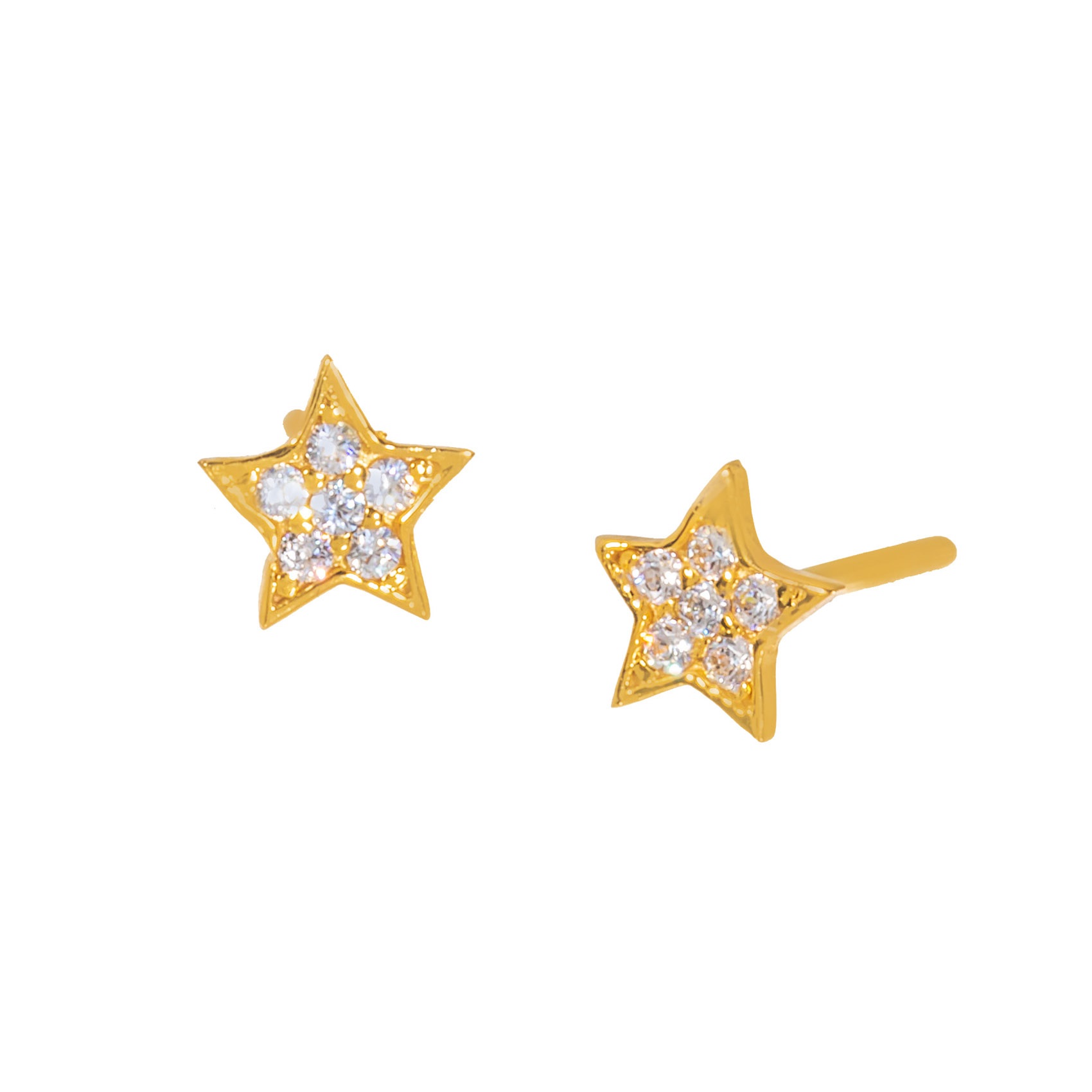 EARRINGS Handmade Stars Yellow Gold K9 with Zircon Stones 46296.K9 - 