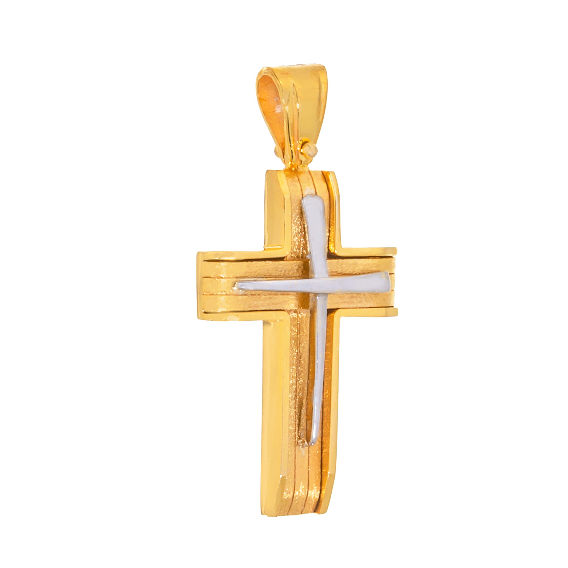 ΣΤΑΥΡΟΣ Χειροποίητος SENZIO Collection από Κ14 Κίτρινο και Λευκό Χρυσό 463157.K14