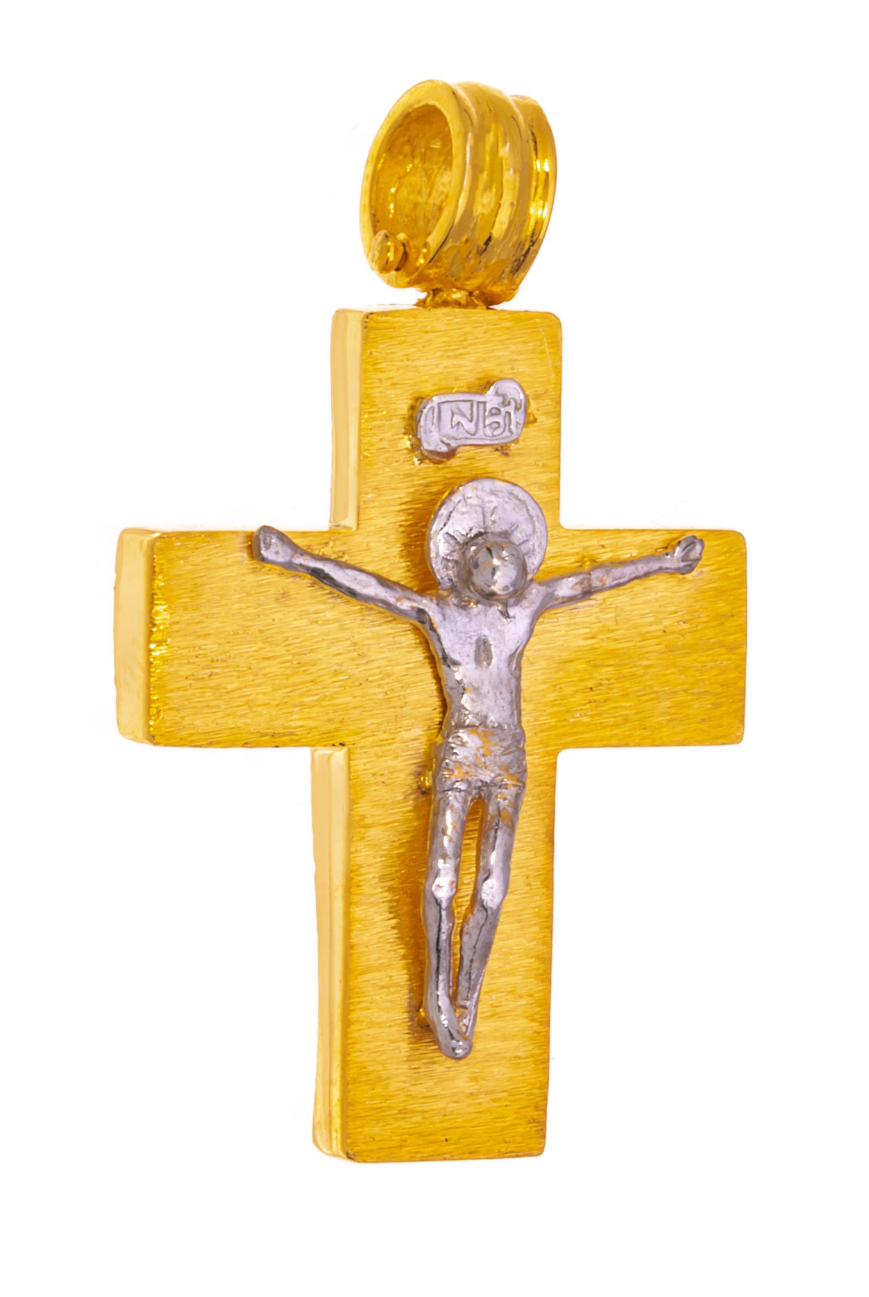 ΣΤΑΥΡΟΣ Χειροποίητος Ανδρικός Διπλής Όψης 14K από Κίτρινο και Λευκό Χρυσό 46348 - 3