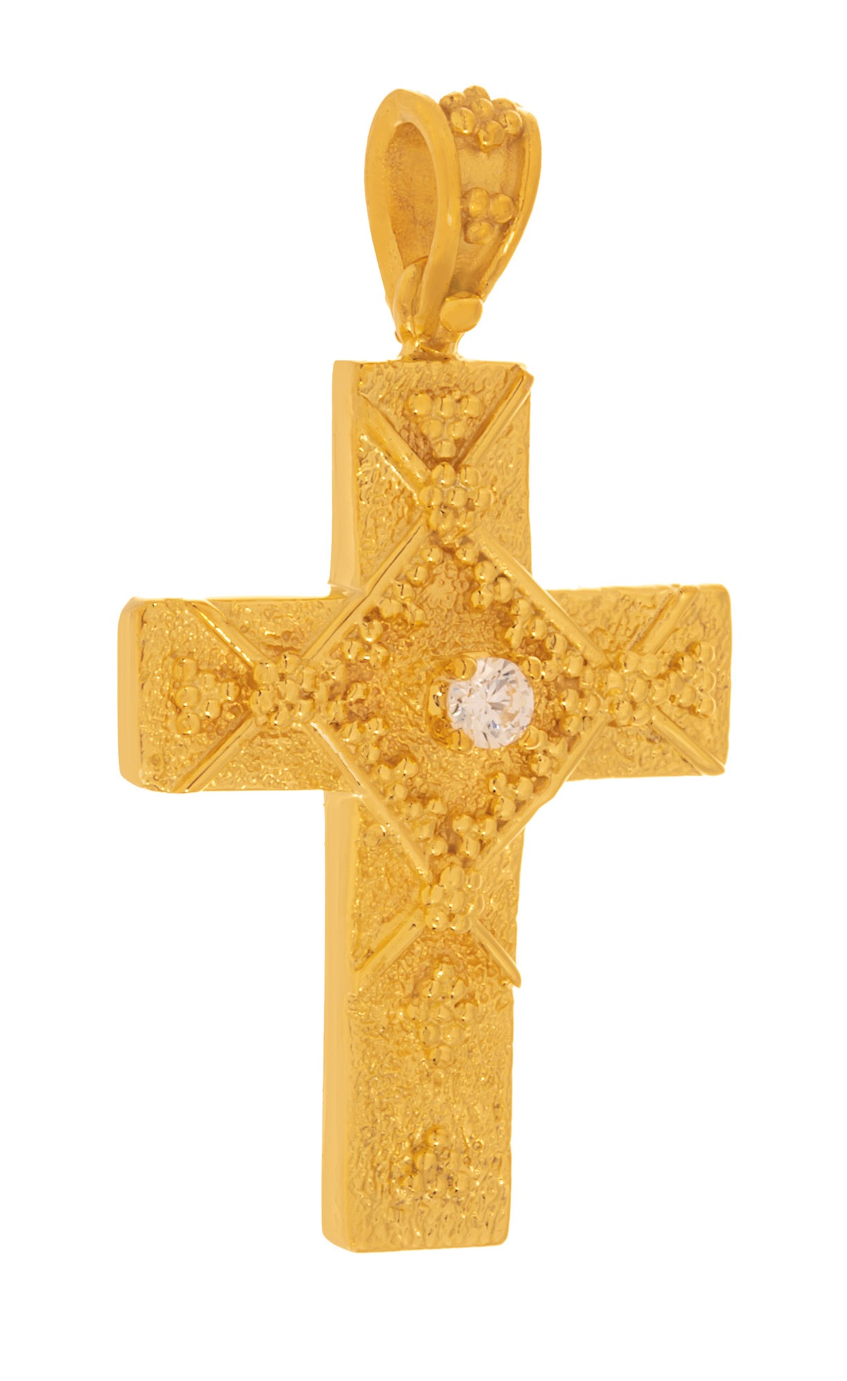 ΣΤΑΥΡΟΣ Βυζαντινός SENZIO Collection από Κ14 Κίτρινο Χρυσό με πέτρες Ζιργκόν 464160