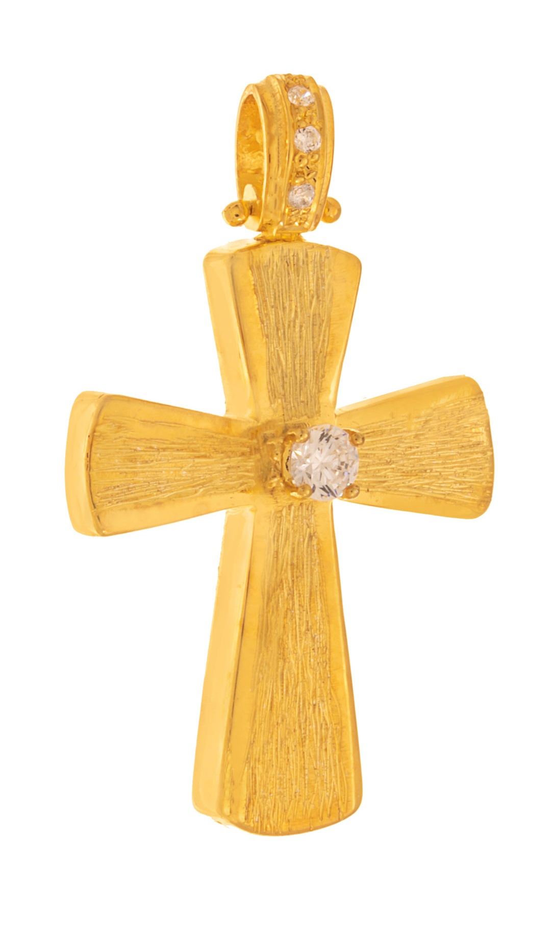 ΣΤΑΥΡΟΣ Χειροποίητος SENZIO Collection από Κ14 Κίτρινο Χρυσό με πέτρες Ζιργκόν 464167
