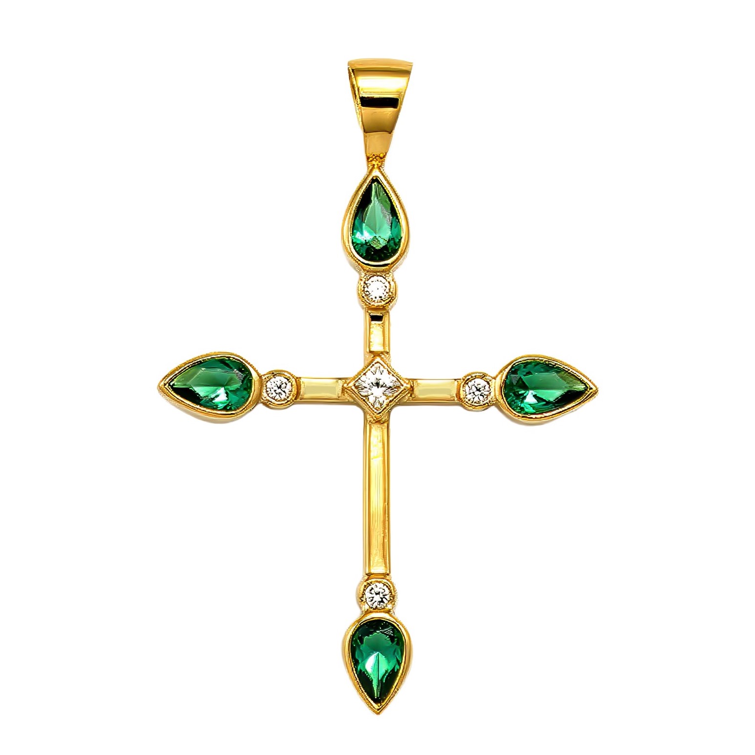 ΣΤΑΥΡΟΣ Γυναικείος SENZIO Collection από Κ9 Κίτρινο Χρυσό με Πέτρες Ζιργκόν 464225.K9 - 