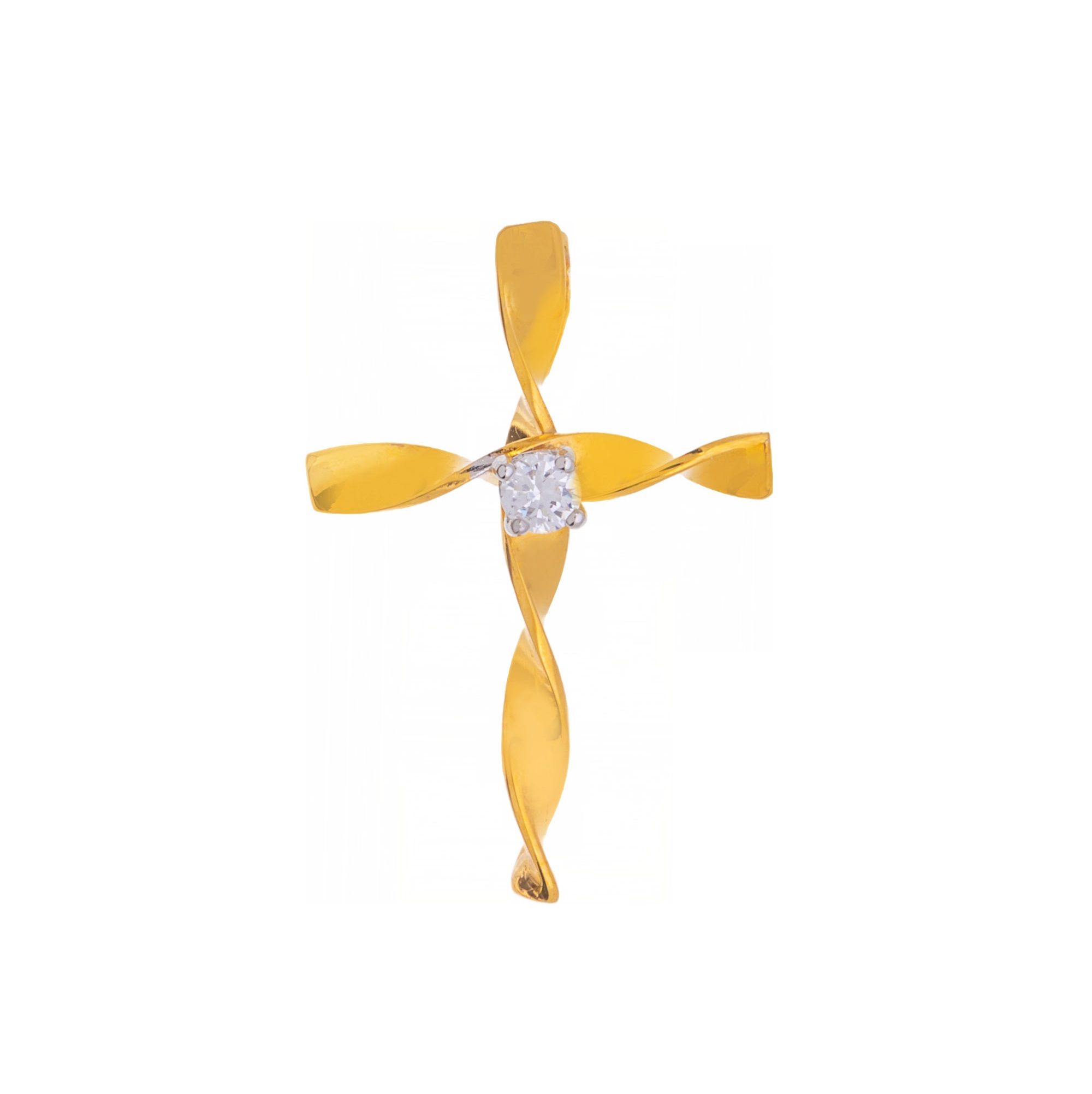 ΣΤΑΥΡΟΣ Γυναικείος SENZIO Collection από Κ9 Κίτρινο και Λευκό Χρυσό με Πέτρες Ζιργκόν 46653.K9 - 