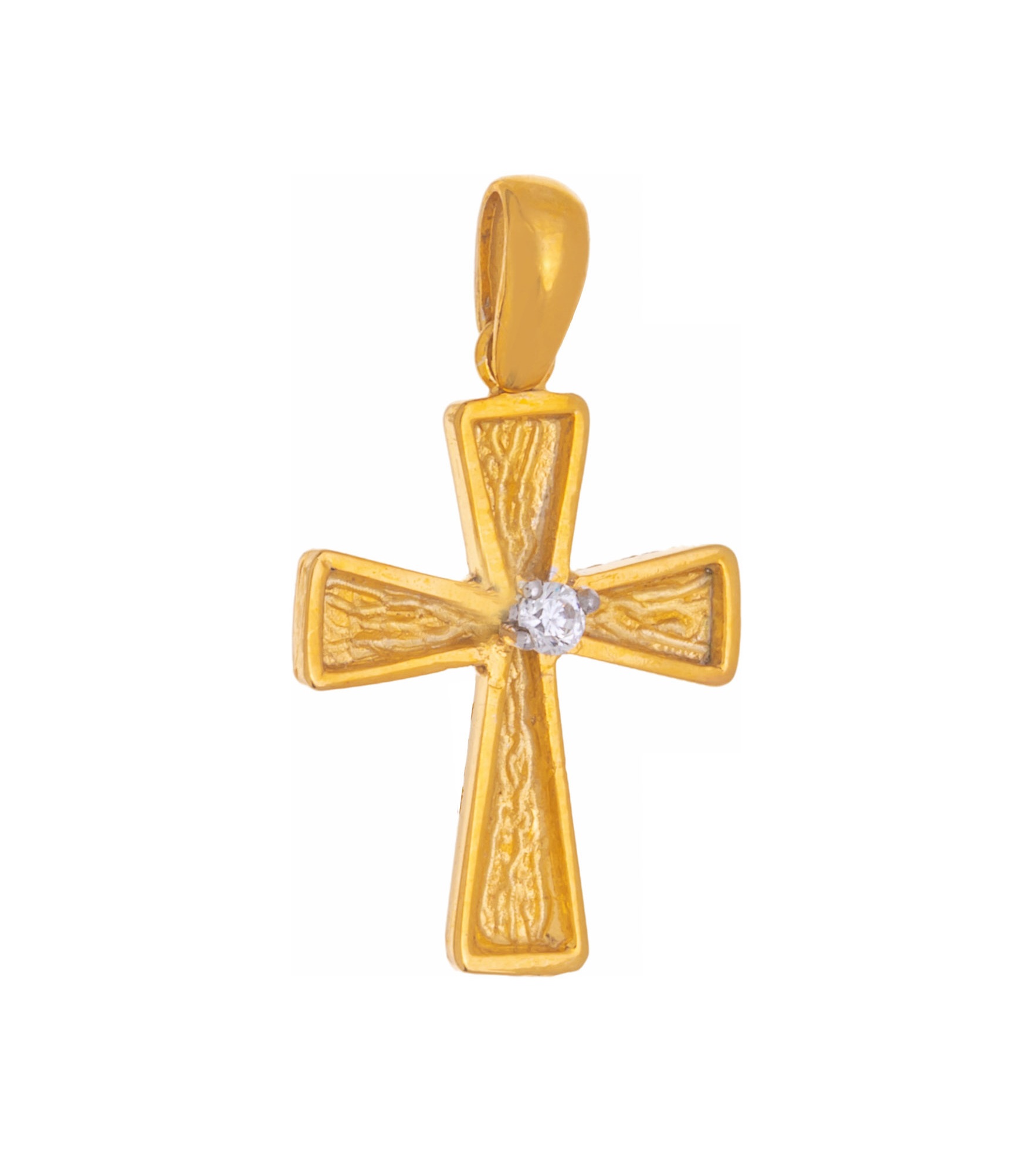 ΣΤΑΥΡΟΣ Χειροποίητος SENZIO Collection από Κ9 Κίτρινο Χρυσό με πέτρες Ζιργκόν 46658.K9