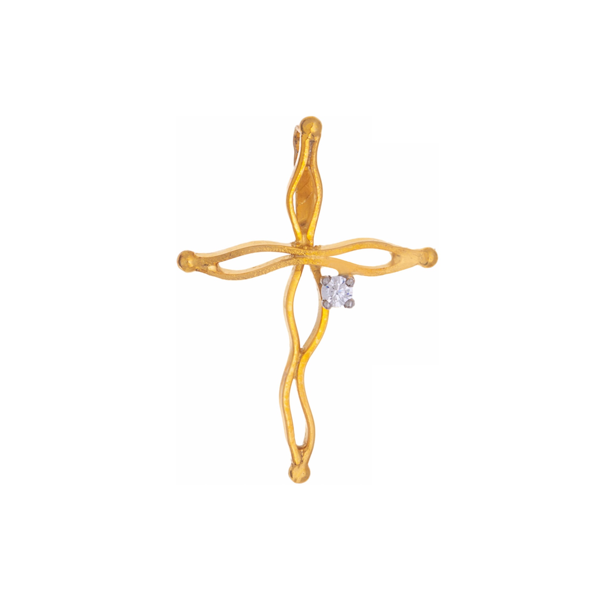 ΣΤΑΥΡΟΣ Γυναικείος Χειροποίητος από Κίτρινο Χρυσό Κ9 με Ζιργκόν 46661.K9 - 