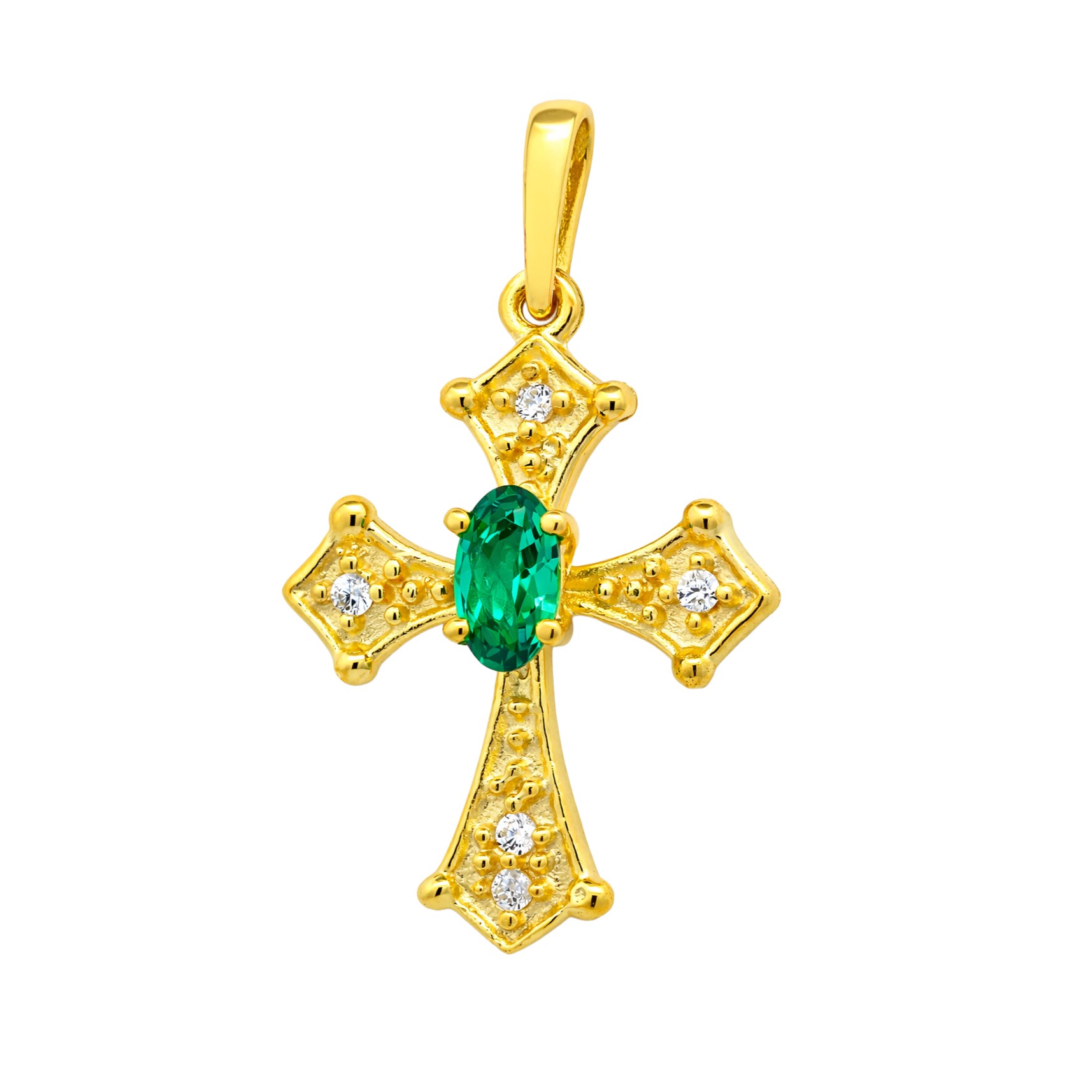 ΣΤΑΥΡΟΣ Γυναικείος Χειροποίητος SENZIO Collection Κίτρινο Χρυσό K9 με Πέτρες Ζιργκόν 46684GR.K9 - 