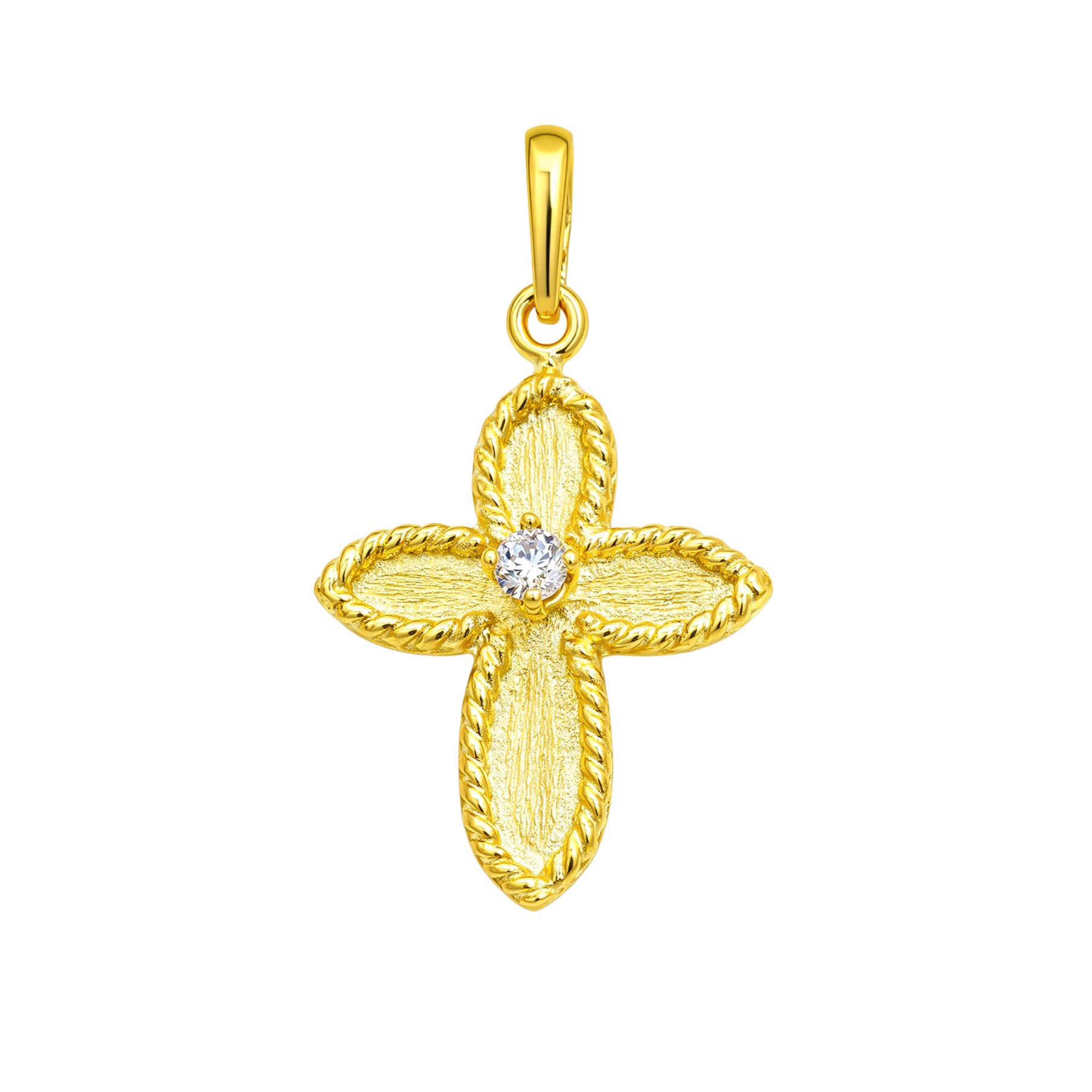 ΣΤΑΥΡΟΣ Γυναικείος Χειροποίητος SENZIO Collection Κίτρινο Χρυσό K9 με Πέτρες Ζιργκόν 46687.K9 - 