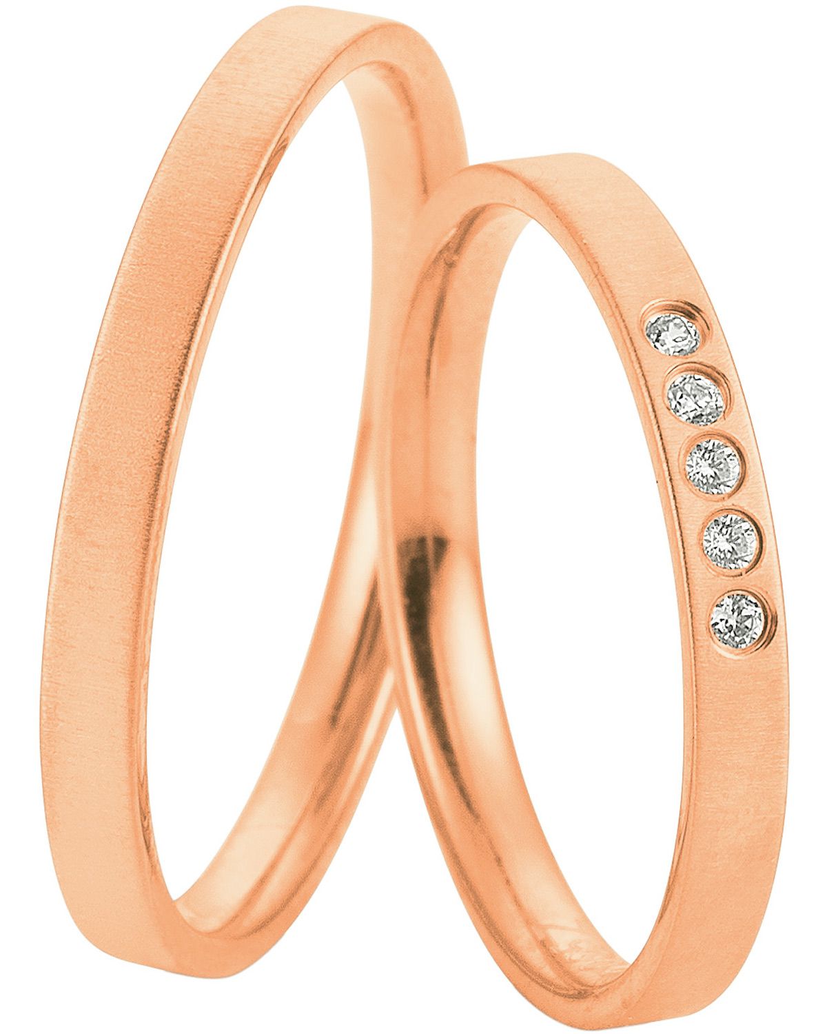 BREUNING Welcome Collection Wedding Rings Rose Gold 4953-4954R - Rose Gold