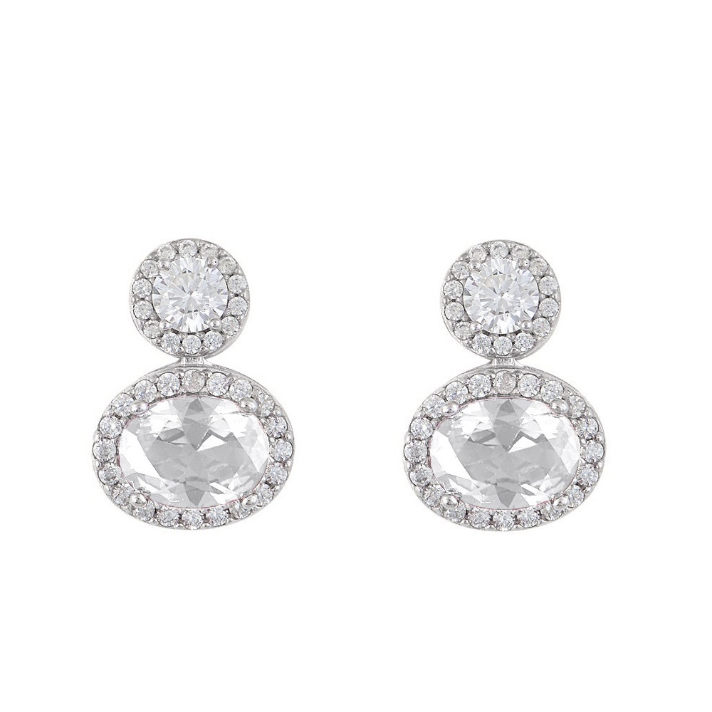 EARRINGS Rosette SENZIO Collection White Gold K9 with Zircon Stones 49884W.K9 - 