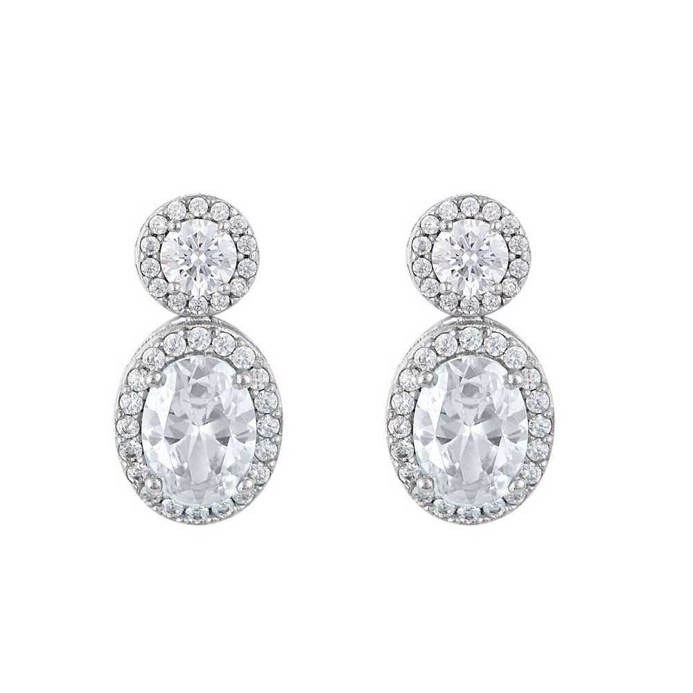 EARRINGS Rosette SENZIO Collection White Gold K9 with Zircon Stones 49885W.K9 - 