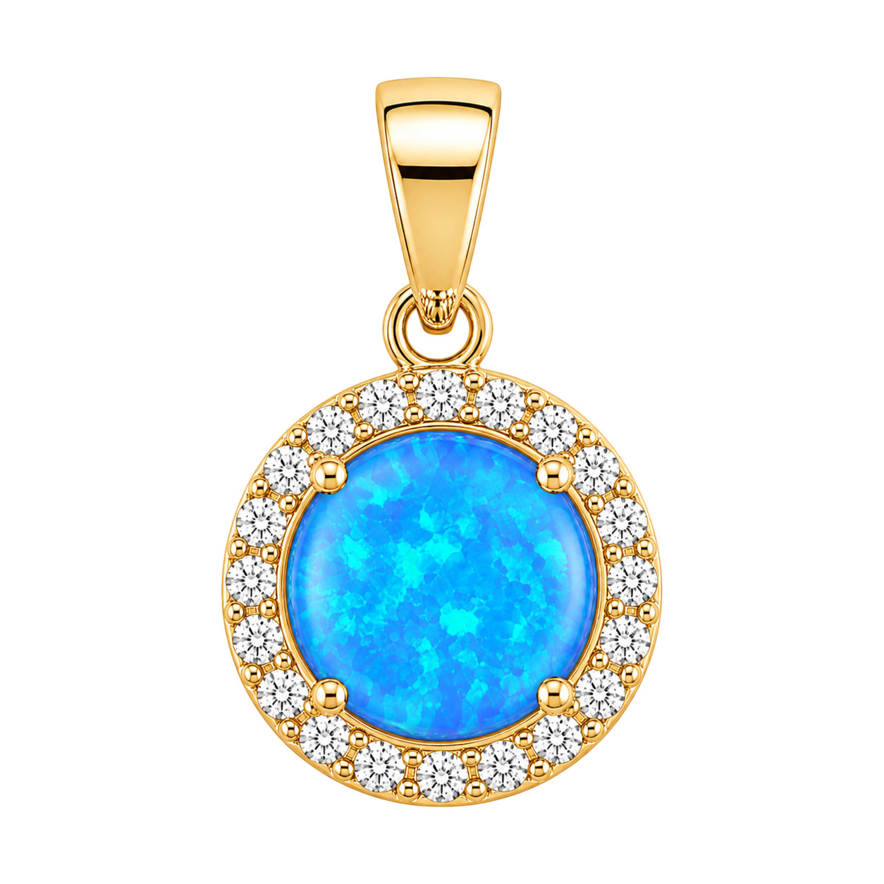 PENDANT Rosette Charm PRINCE Yellow Gold K9 with Zircon Stones 4G8P107-3L - 