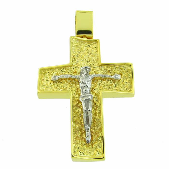 ΣΤΑΥΡΟΣ Ανδρικός Χειροποίητος SENZIO Collection K14 από Κίτρινο & Λευκό Χρυσό 5-899 - 