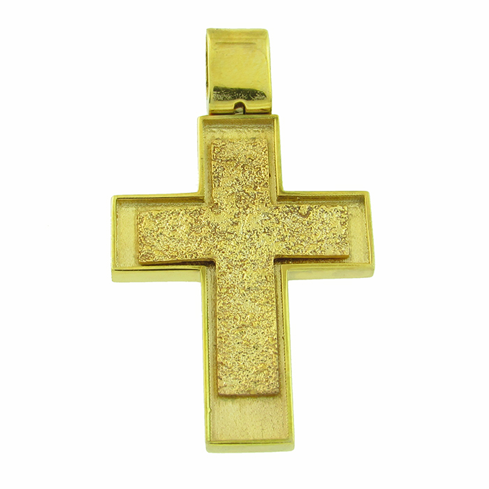 ΣΤΑΥΡΟΣ Ανδρικός Χειροποίητος Διπλής Όψης SENZIO Collection K14 από Κίτρινο & Λευκό Χρυσό 5-912 - 3