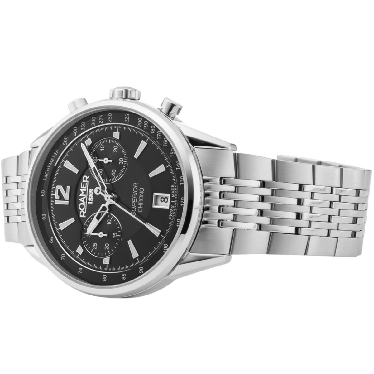 ROAMER Superior Chrono Black Dial 44mm Silver Stainless Steel Bracelet 508818-41-55-50 - 