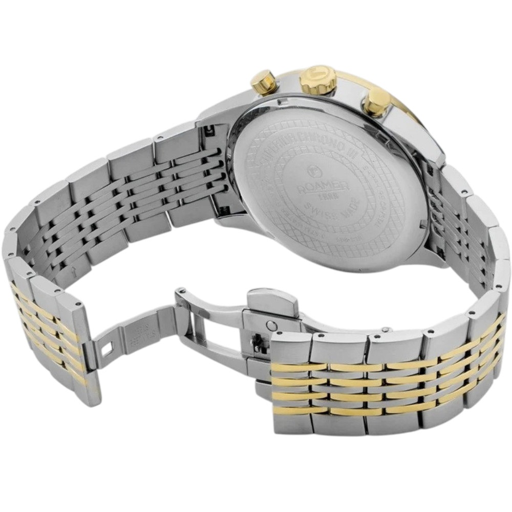 ROAMER Superior Chrono Black Dial 44mm Two-Tone Gold Stainless Steel Bracelet 508818-47-55-50 - 4