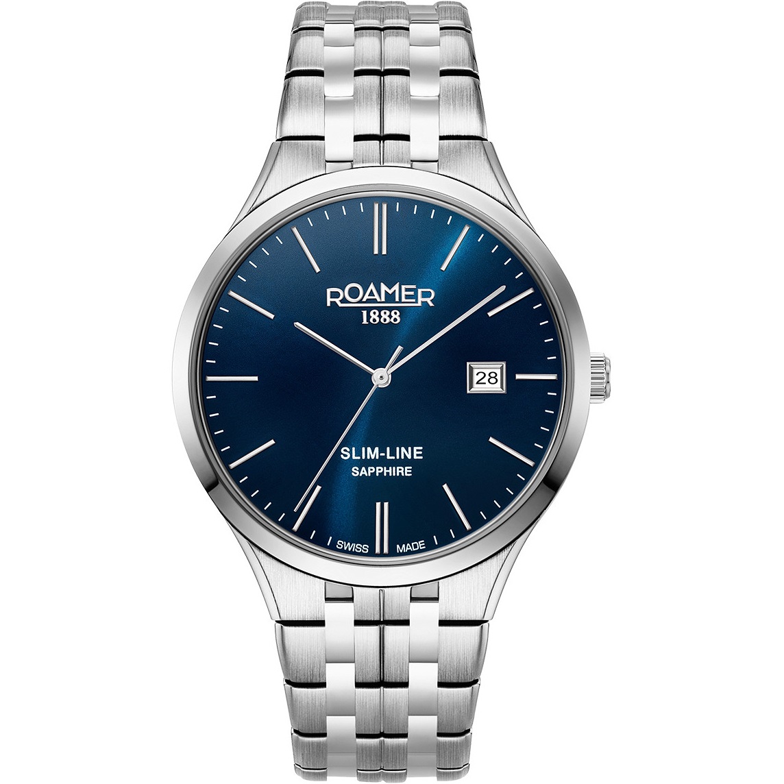 ROAMER Slim-Line Classic Blue Dial 40mm Silver Stainless Steel Bracelet 512833-41-45-20 - 