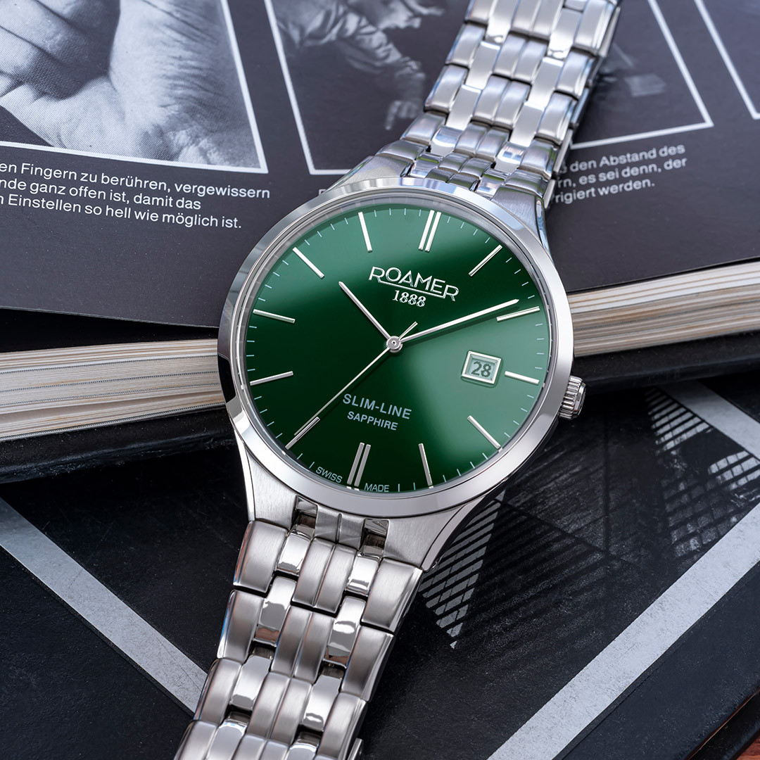 ROAMER Slim-Line Classic Green Dial 40mm Silver Stainless Steel Bracelet 512833-41-75-20 - 3