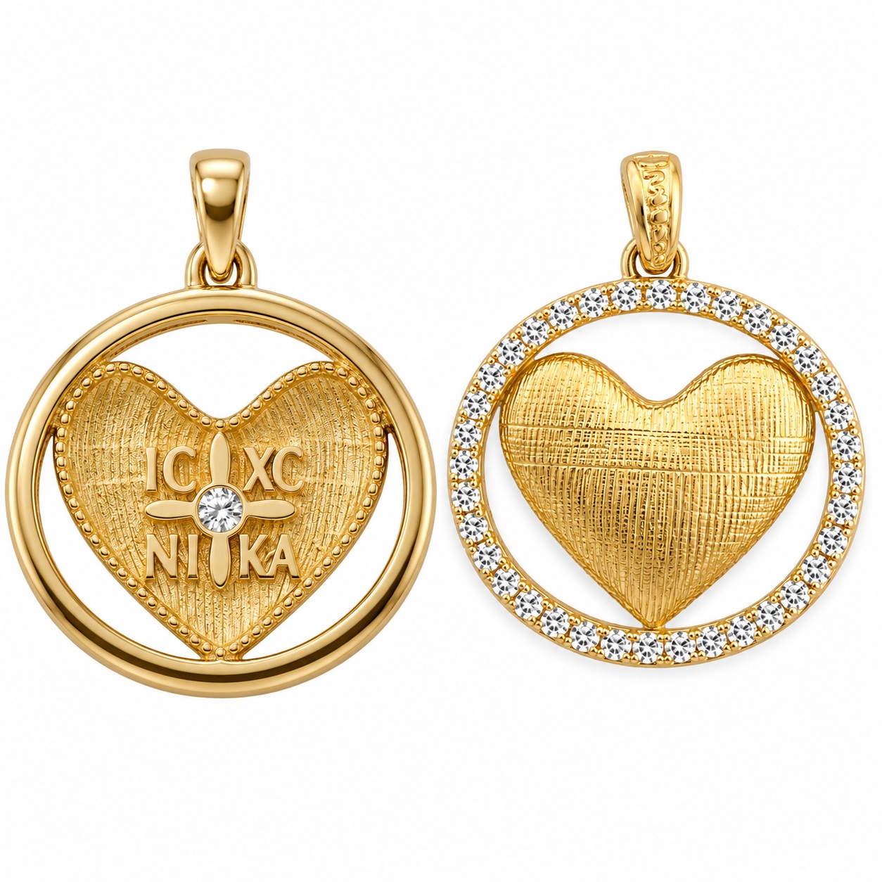 PENDANT Double Sided Constantinato SENZIO Collection from K9 Yellow Gold with Zircon Stones 3LAV.D529P - 