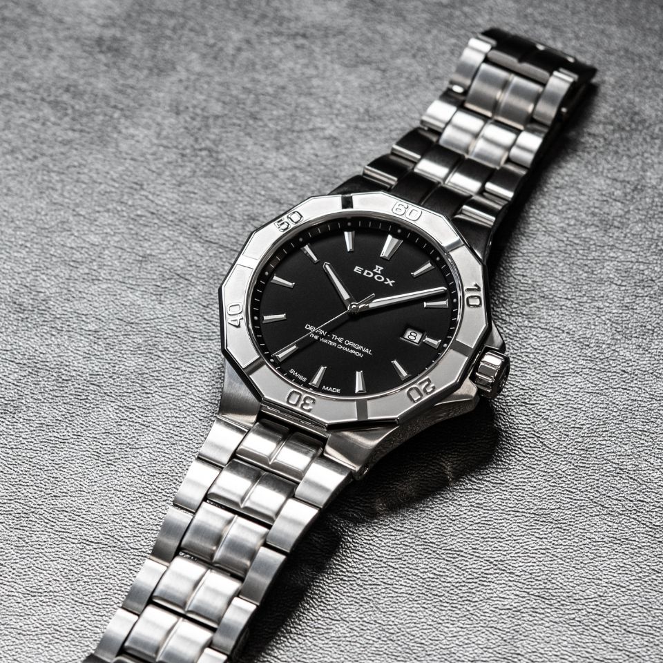 EDOX Delfin The Original Black Dial 43mm Silver Stainless Steel Bracelet 53021-3M-NIN - 4