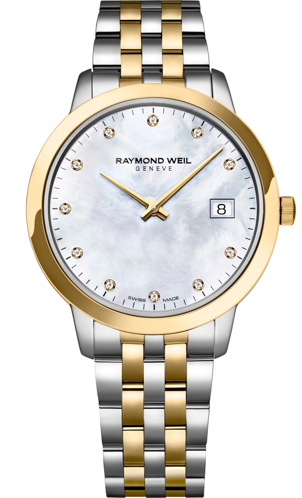 RAYMOND WEIL Toccata White Pearl Dial with Diamonds 34mm Two Tone Gold Stainless Steel Bracelet 5385-STP-97081 - 