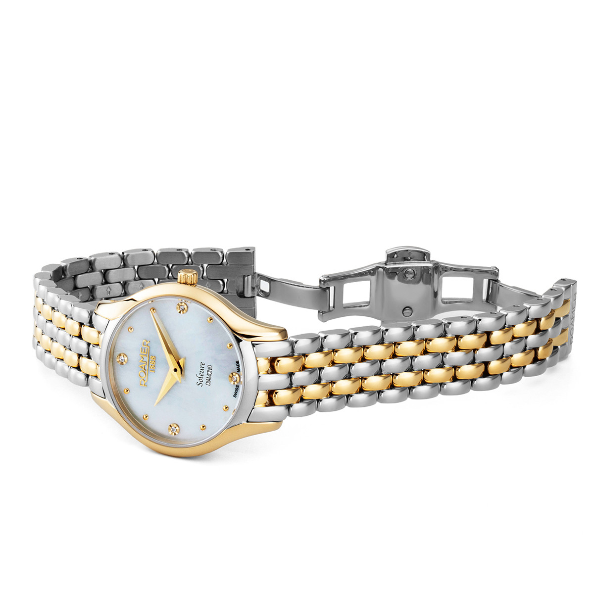 ROAMER Soleure White Pearl Dial With Diamonds 30mm Two Tone Gold Stainless Steel Bracelet 547857-47-25-50 - 3