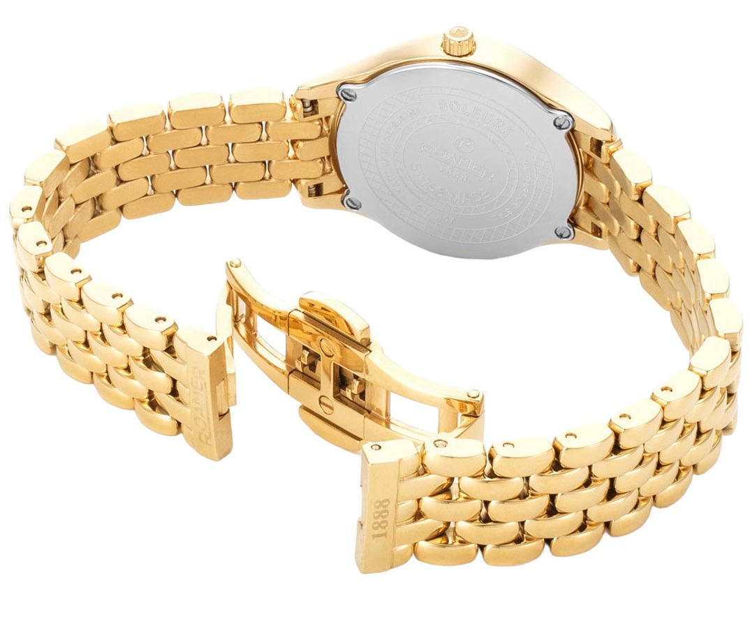 ROAMER Soleure White Pearl Dial With Diamonds 30mm Gold Stainless Steel Bracelet 547857-48-25-50 - 4