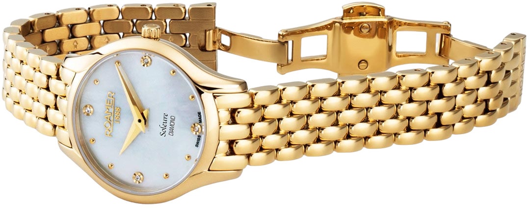 ROAMER Soleure White Pearl Dial With Diamonds 30mm Gold Stainless Steel Bracelet 547857-48-25-50 - 3