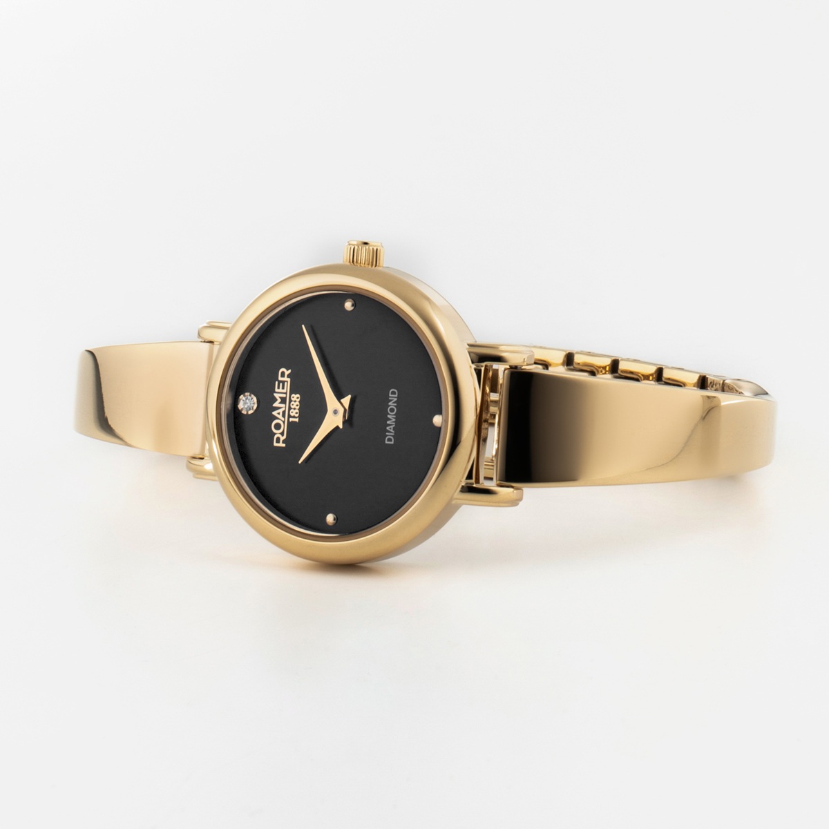 ROAMER Elegance Diamond Black Dial 25mm Gold Stainless Steel Bracelet 548845-48-55-50 - 