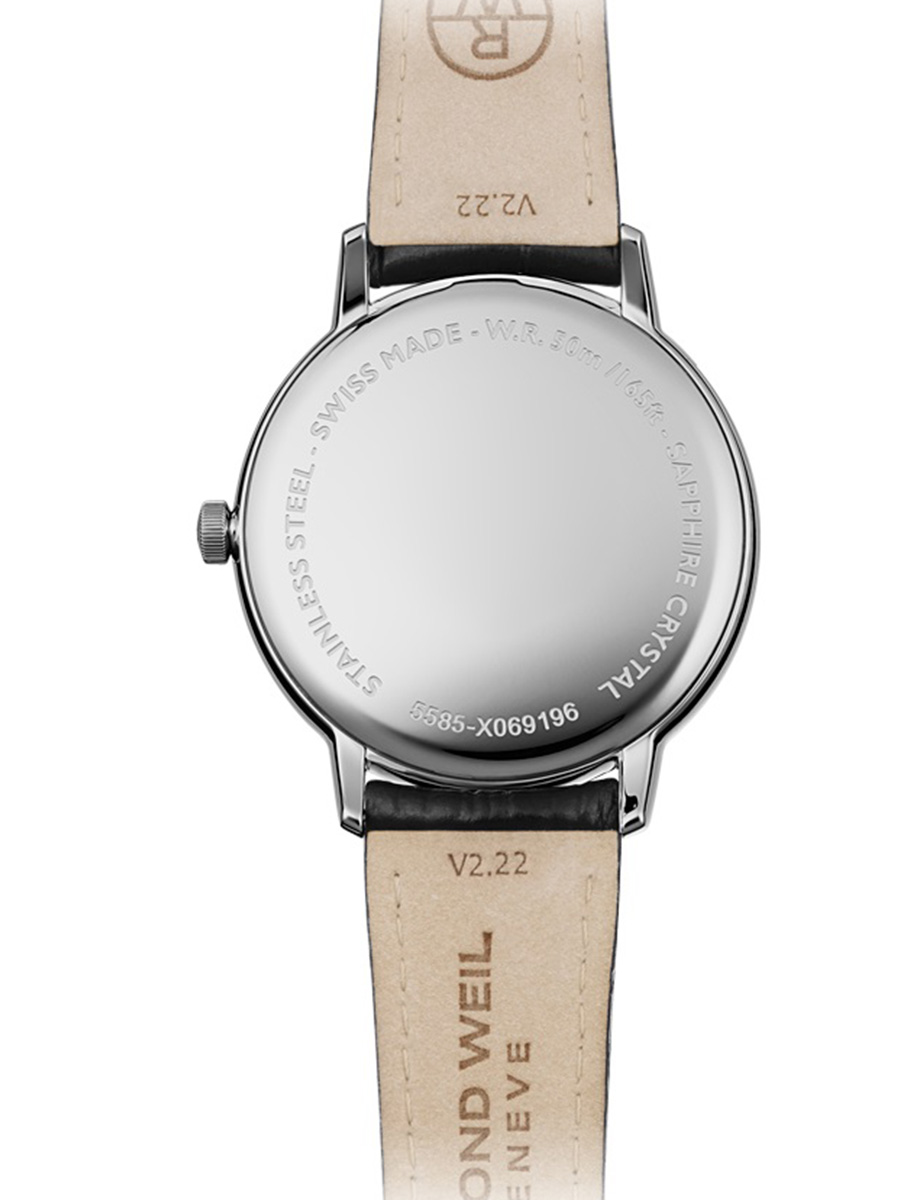RAYMOND WEIL Toccata Silver Dial 42mm Silver Stainless Steel Black Leather Strap 5585-STC-00659 - 3