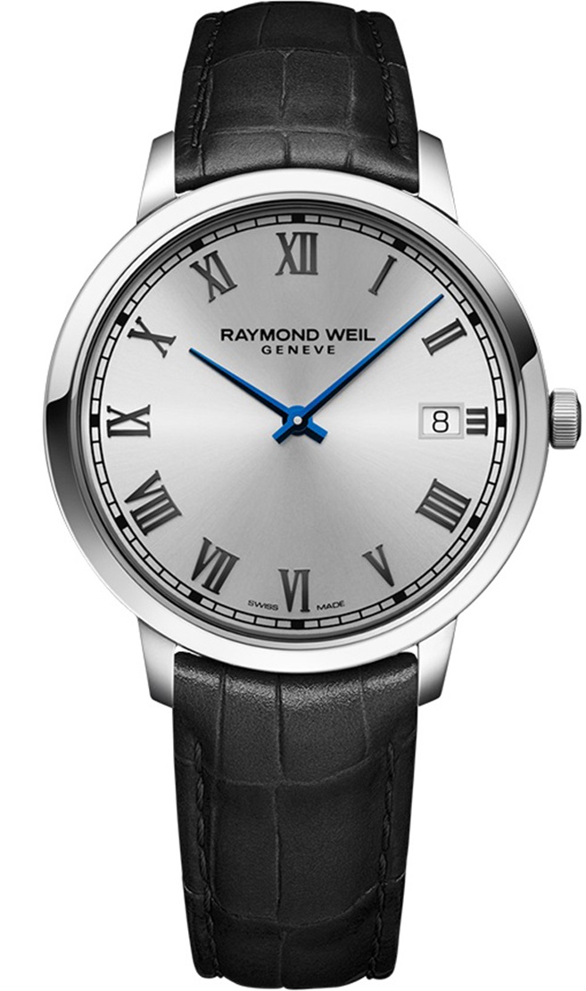 RAYMOND WEIL Toccata Silver Dial 42mm Silver Stainless Steel Black Leather Strap 5585-STC-00659 - 