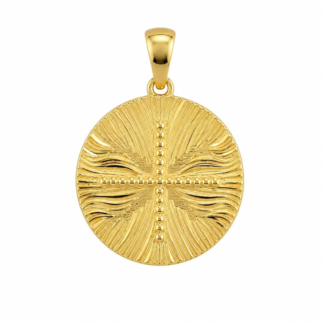 PENDANT Double Sided Constantinato SENZIO Collection from K9 Yellow Gold with Zircon Stones 3LAV.D560P - 3
