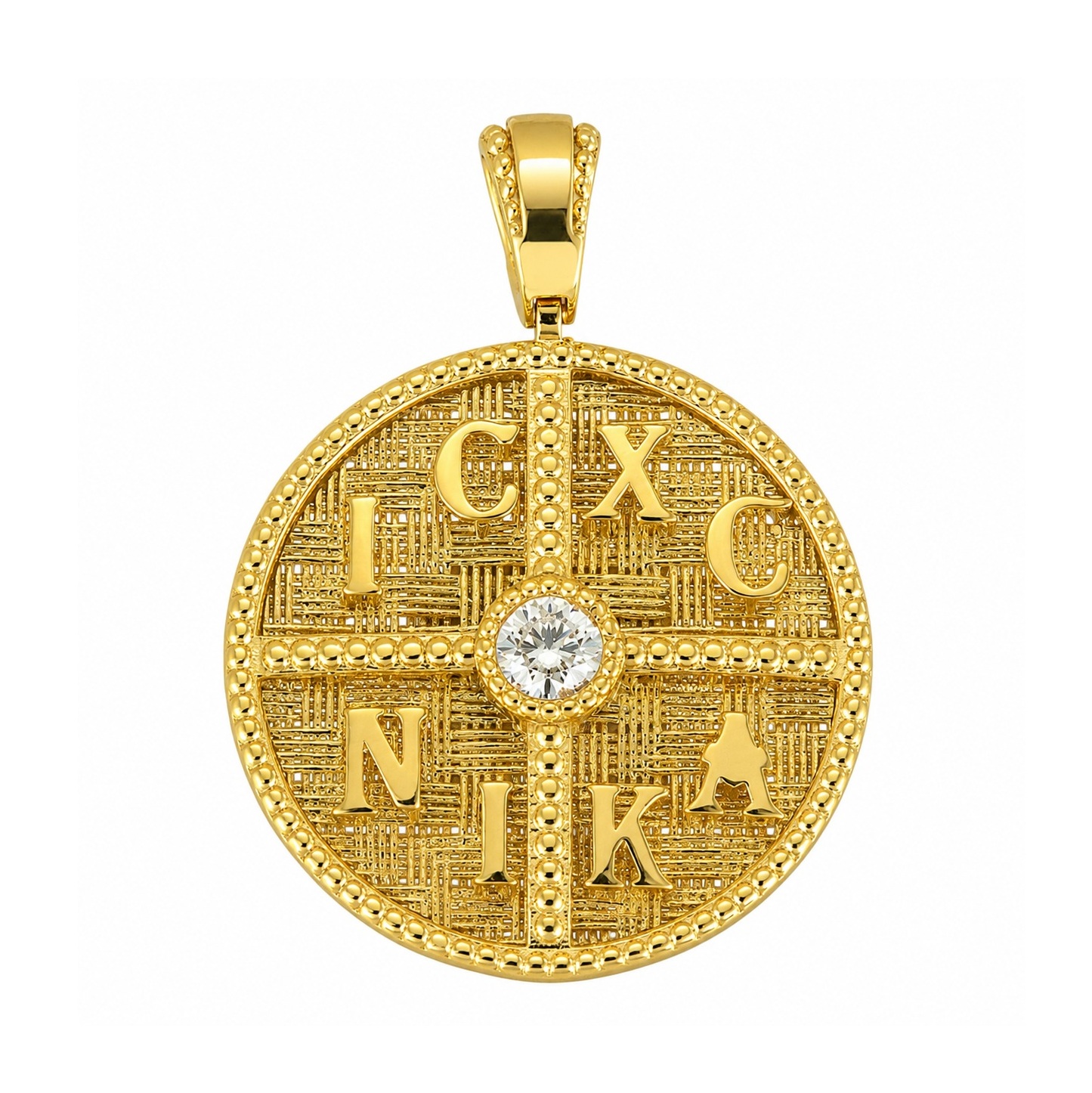 PENDANT Double Sided Constantinato SENZIO Collection from K9 Yellow Gold with Zircon Stones 3LAV.D560P - 