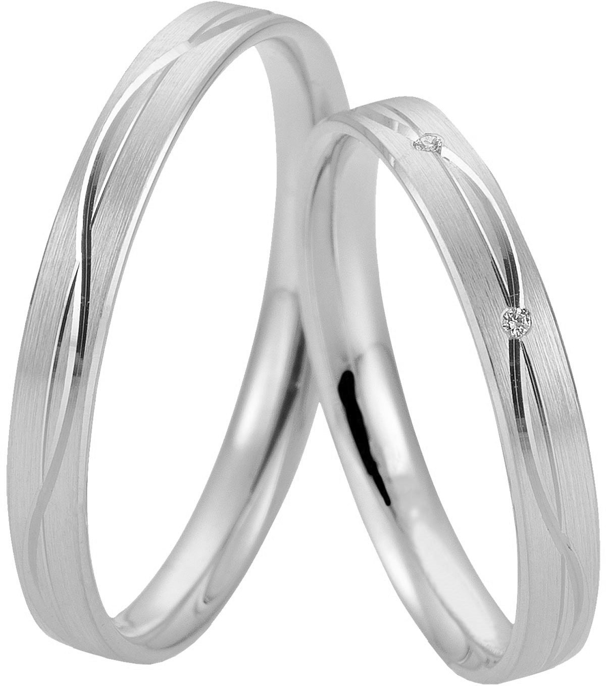 Copy of BREUNING Basic Light Collection Wedding Rings White Gold 5701-5702W - White Gold