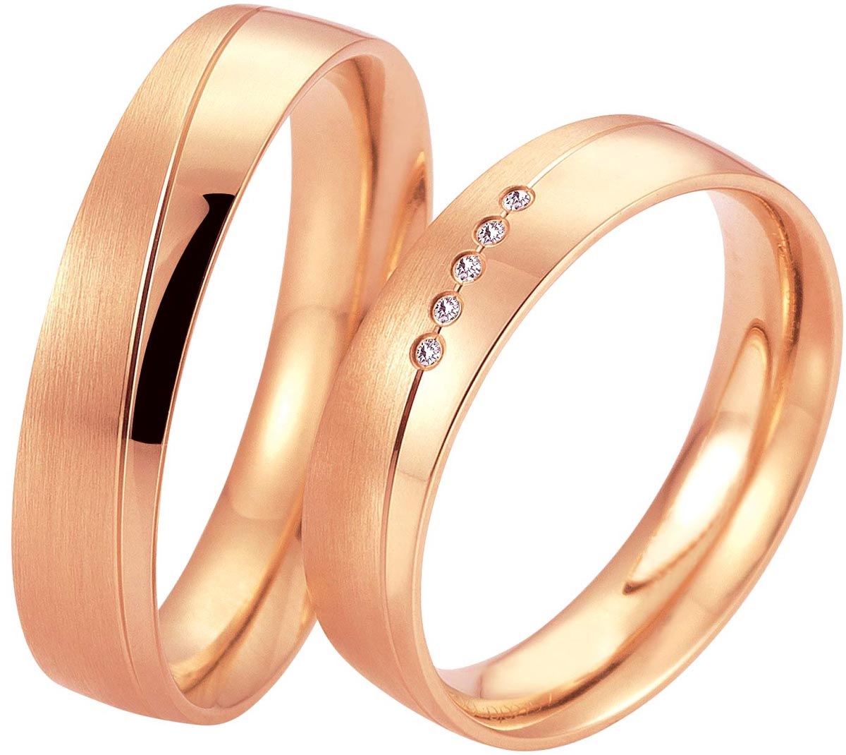 BREUNING Basic Light Collection Wedding Rings Rose Gold 5709-5710R
