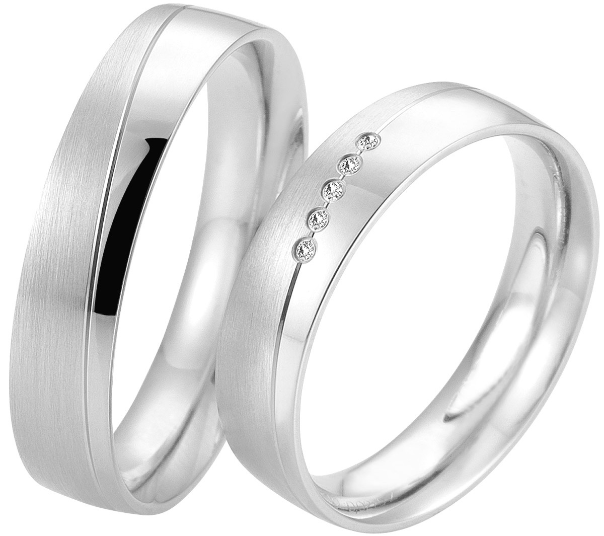 BREUNING Basic Light Collection Wedding Rings White Gold 5709-5710W - White Gold