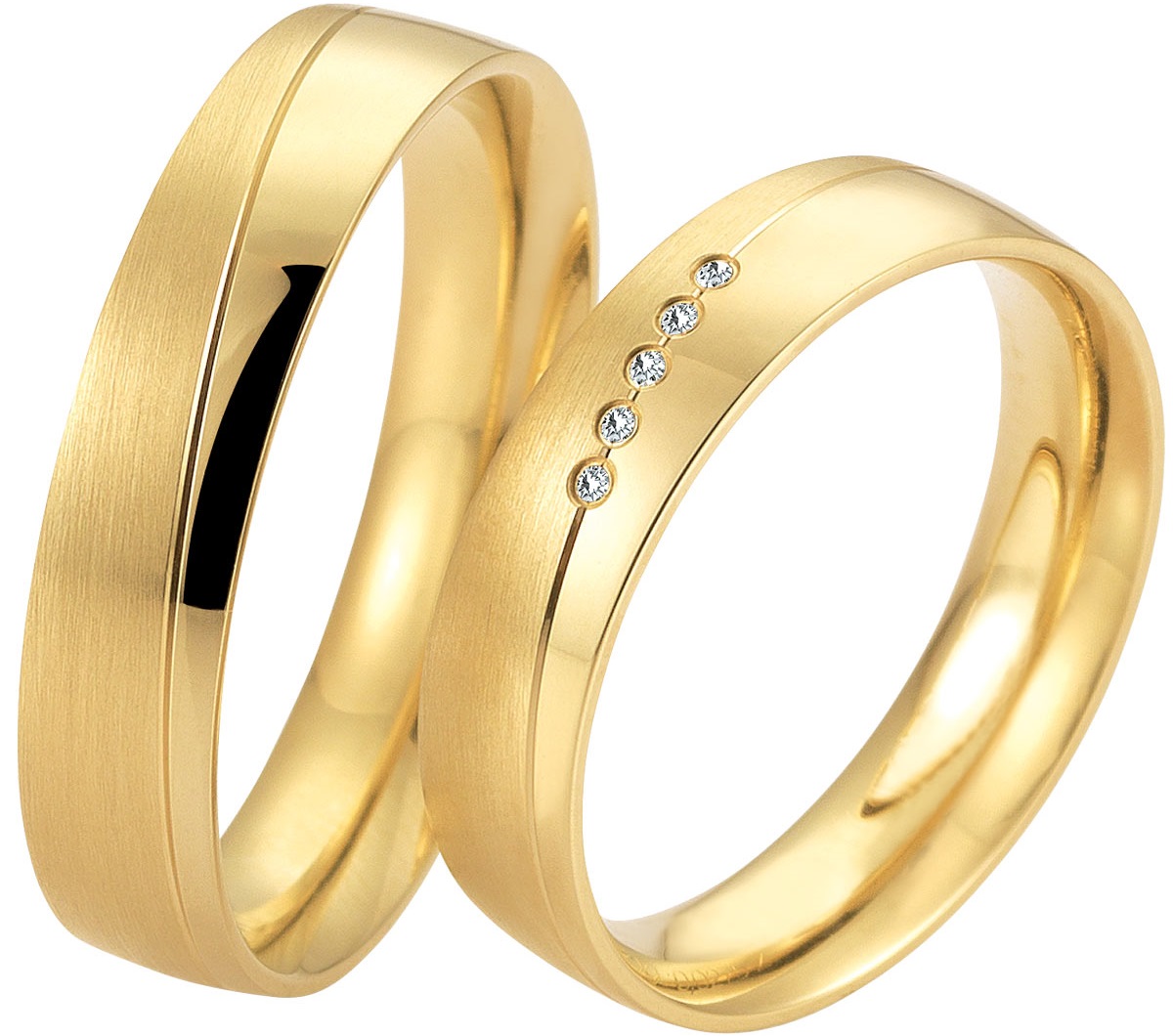 BREUNING Basic Light Collection Wedding Rings Yellow Gold 5709-5710Y