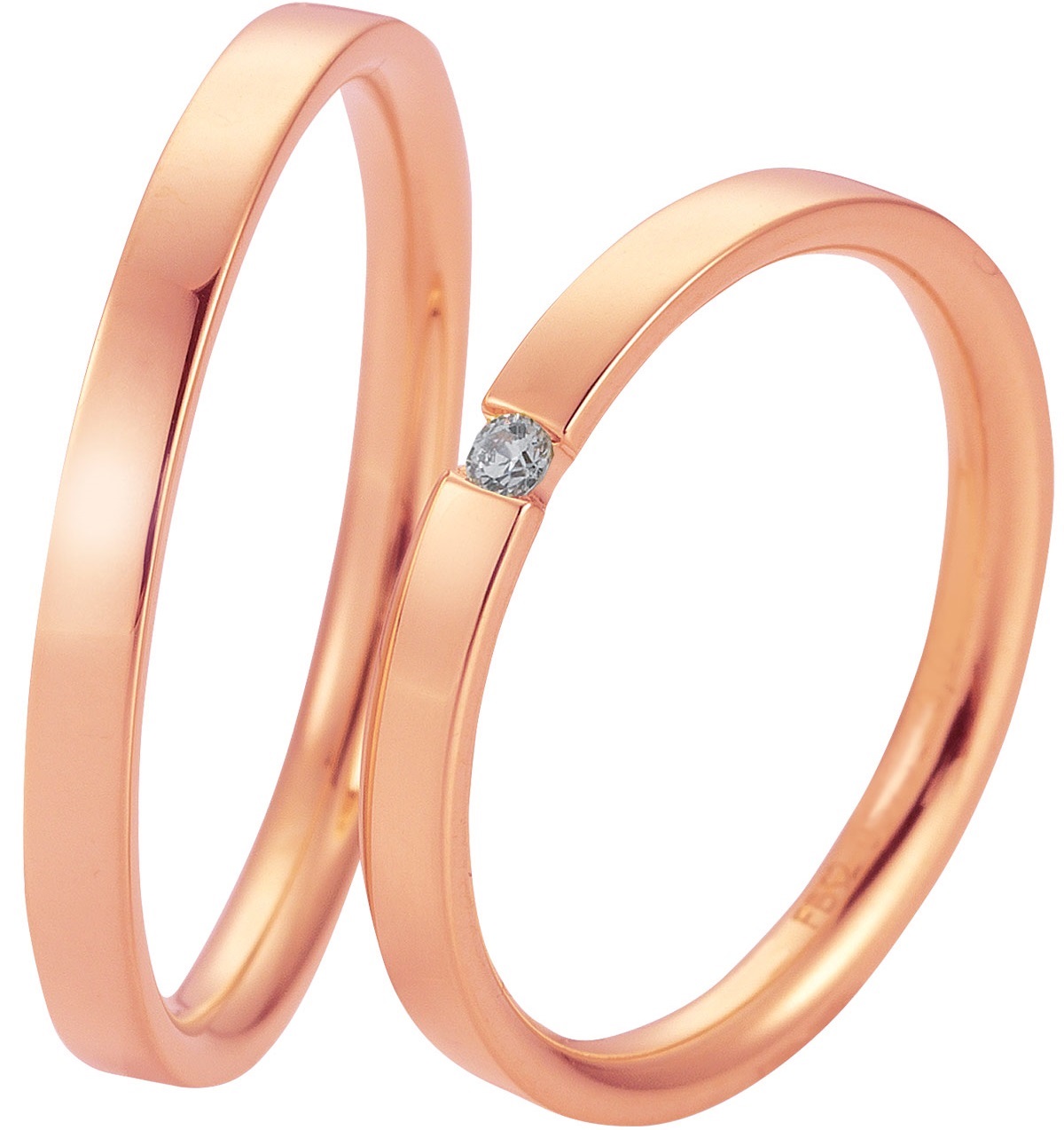 BREUNING Basic Light Collection Wedding Rings Rose Gold 5731-5732W - Rose Gold