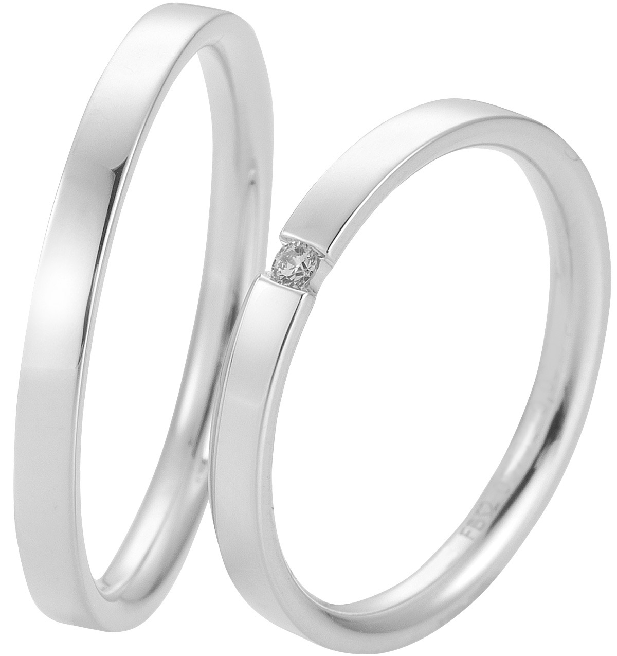 ΒREUNING Basic Light Collection Wedding Rings White Gold 5731-5732W - White Gold