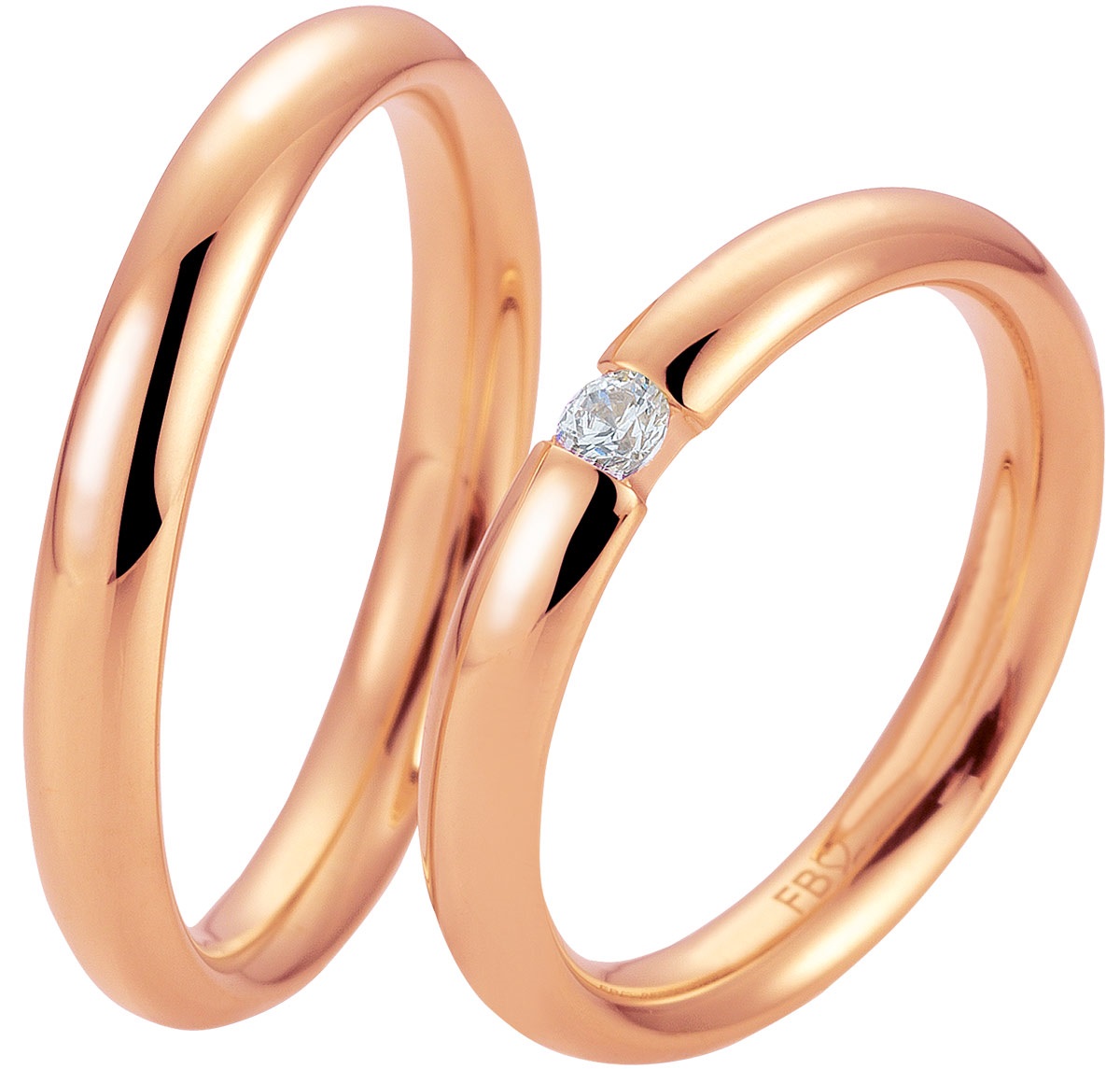 BREUNING Basic Light Collection Wedding Rings Rose Gold 5739-5740R - Rose Gold